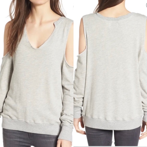 Pam & Gela Cold Shoulder Thumbhole Sweatshirt - Picture 3 of 5